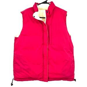 Lands' End Size‎ Large / 14 -16 Reversible Puffer Insulated Vest Red White Nylon